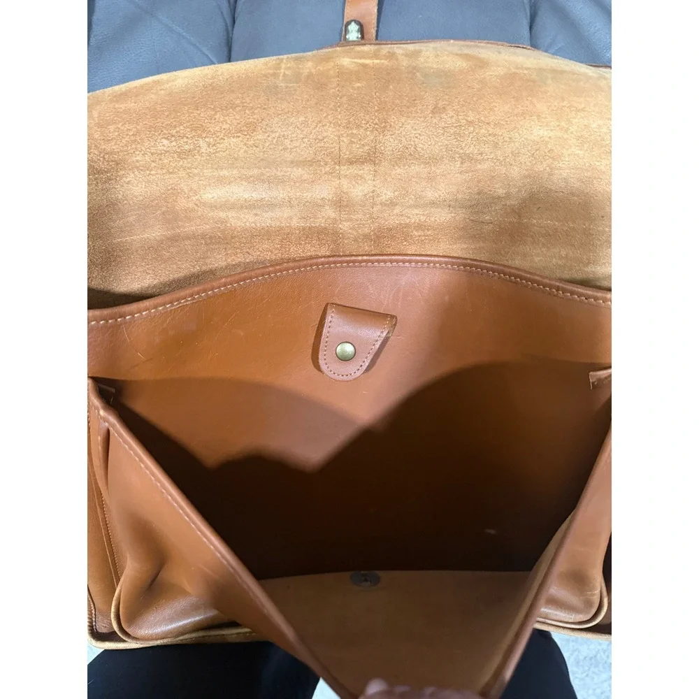 Green Fields America Tan Full Grain Leather Briefcase Satchel Made in USA